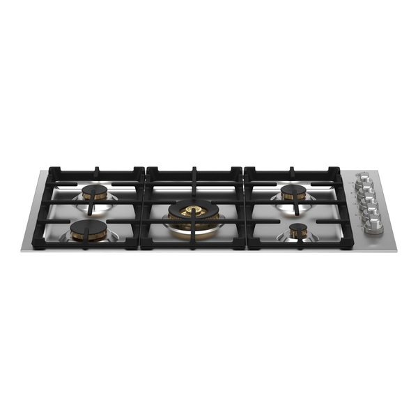 Bertazzoni MAST365QBXTLP 36 inch Master Series Drop-In Gas Cooktop with 5 Sealed Brass Burners, Wok Ring, Cast Iron Grates, Fail-Safe Thermocouple Technology, in Stainless Steel (Liquid Propane)