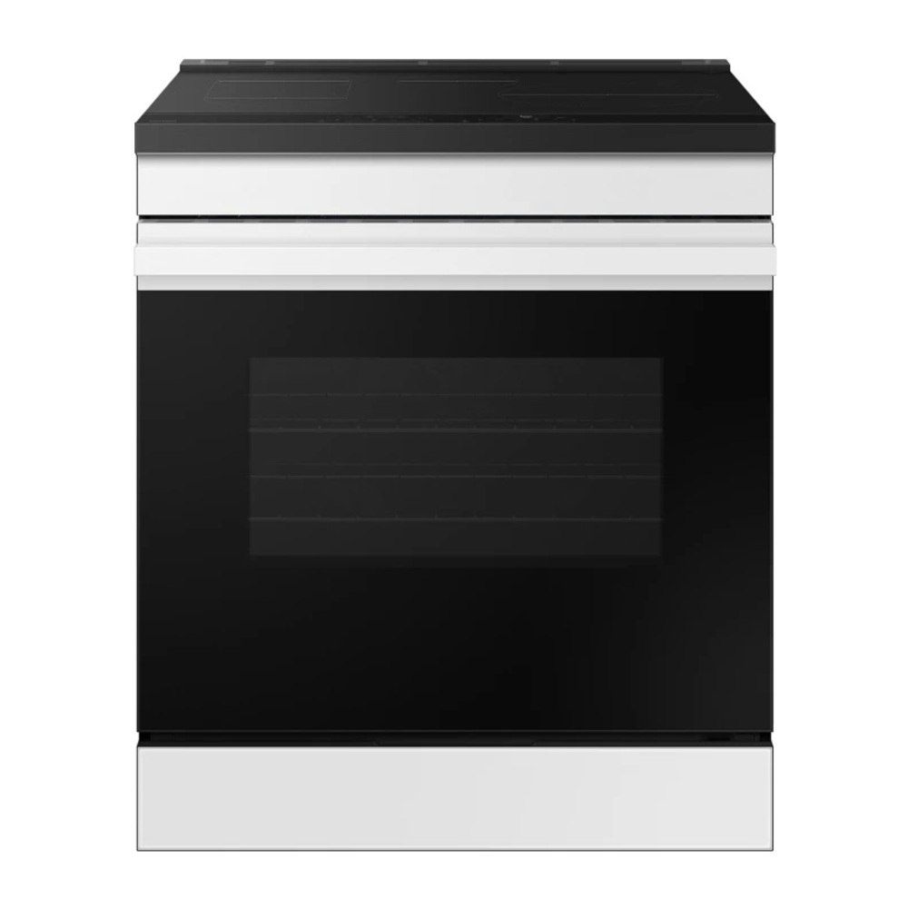 Samsung NSI6DB930012 30 inch Bespoke Smart Slide-In Induction Range with 4 Induction Elements, 6.3 cu. ft. Capacity Oven, Anti-Scratch Glass Cooktop, Air Fry, Convection and Self & Steam Clean (White Glass)