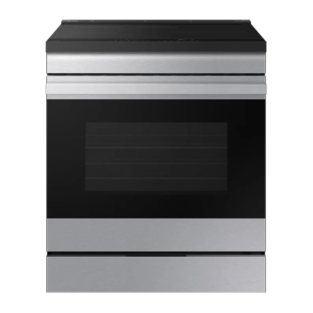 Samsung NSI6DG9500SR 30 inch Bespoke Smart Slide-In Induction Range with 4 Induction Elements, 6.3 cu. ft. Oven Capacity, Ambient Edge Lighting, Anti-Scratch Matte Glass Cooktop and Air Sous Vide (Stainless Steel)