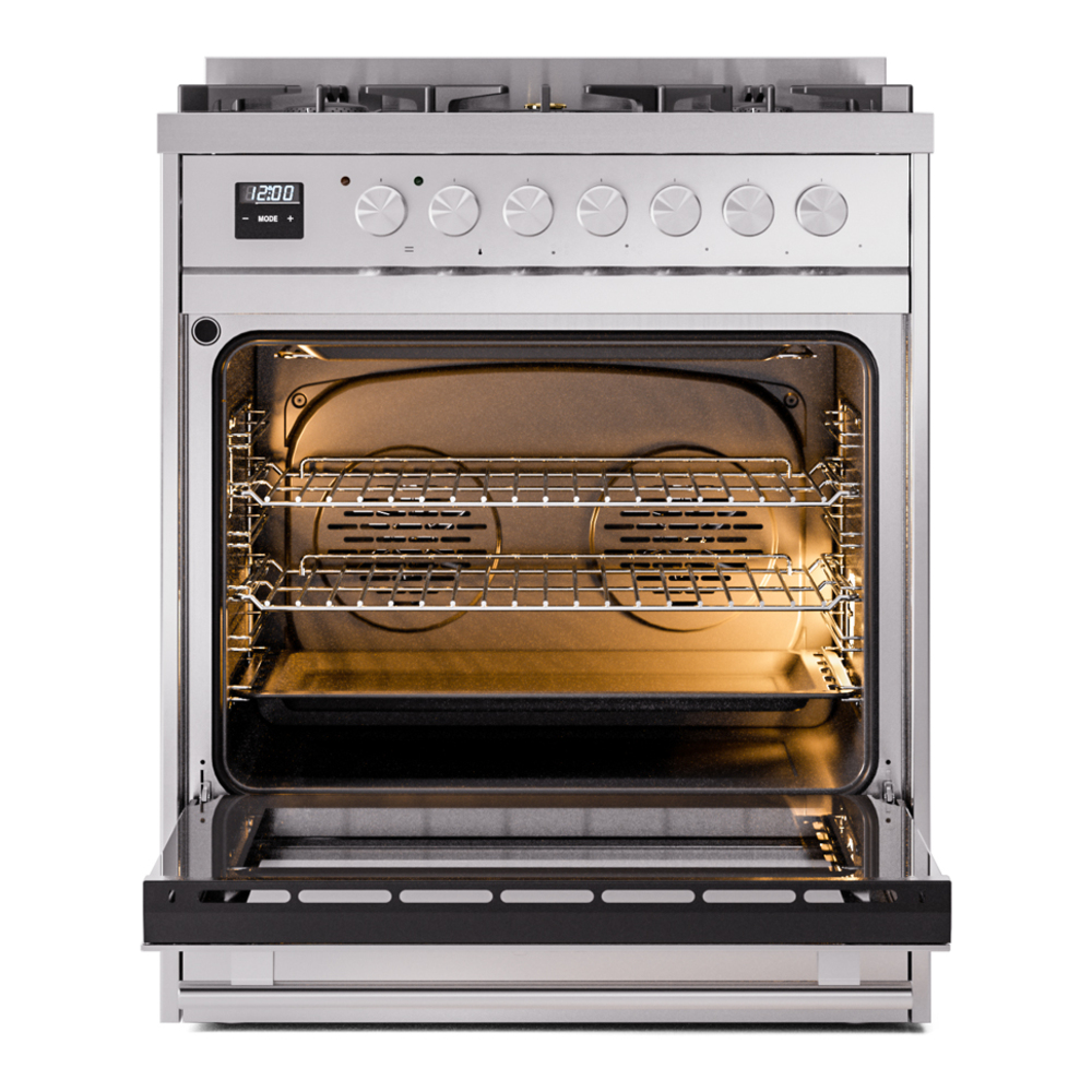 ILVE UP30WMPSS Professional Plus II 30" Dual Fuel Range, oven door opened