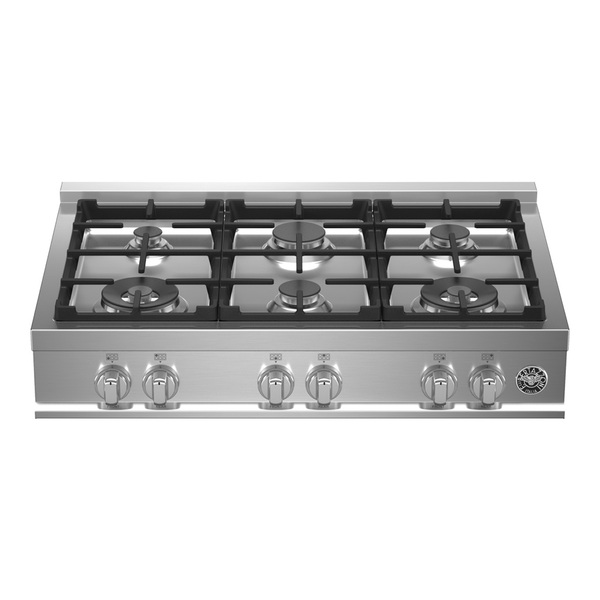 Bertazzoni MAST366RTXELP Master Series 36 inch Gas Rangetop with 6 Sealed Burners, Gast Iron Grates, Failsafe Thermocouple Technology, in Stainless Steel (Liquid Propane)