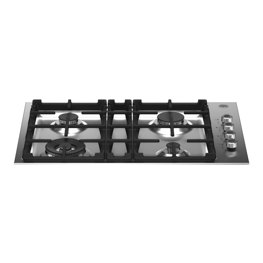 Bertazzoni PROF304QXE 30 inch Professional Series Drop-in Gas Cooktop with 4 Burners, Cast Iron Grates, Fail-Safe Thermocouple Technology, in Stainless Steel (Natural Gas)