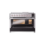 ILVE UPM12FDS3SSLP Panoramagic 48" Dual Fuel Range, drawer opened
