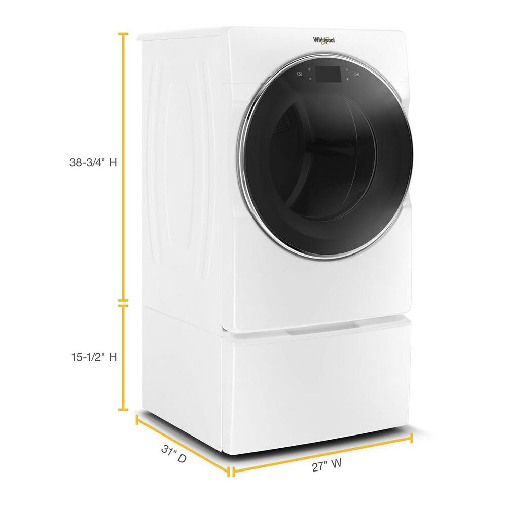 Whirlpool WED9620H 27" Front Load Electric Dryer with 5 cu. ft. Capacity, Smart Appliance, Enhanced Troubleshooting, Static Reduce Option, Advanced Moisture Sensing