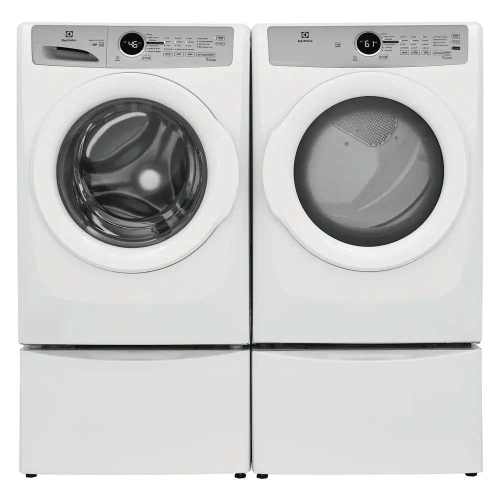 ELFW7337AW-Shown-with-Dryer-on-Pedestals