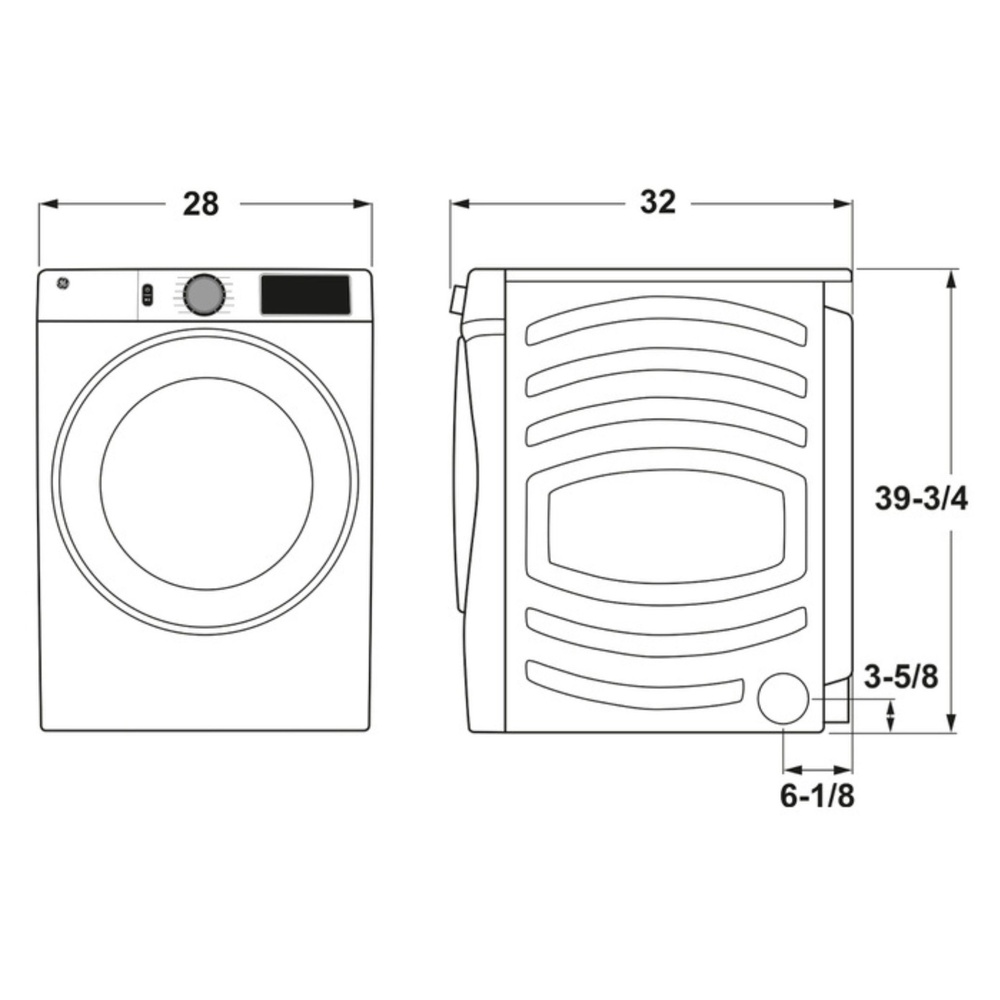 GE-GFD55ESSNWW-Diagram of Smart Front Load Electric Dryer