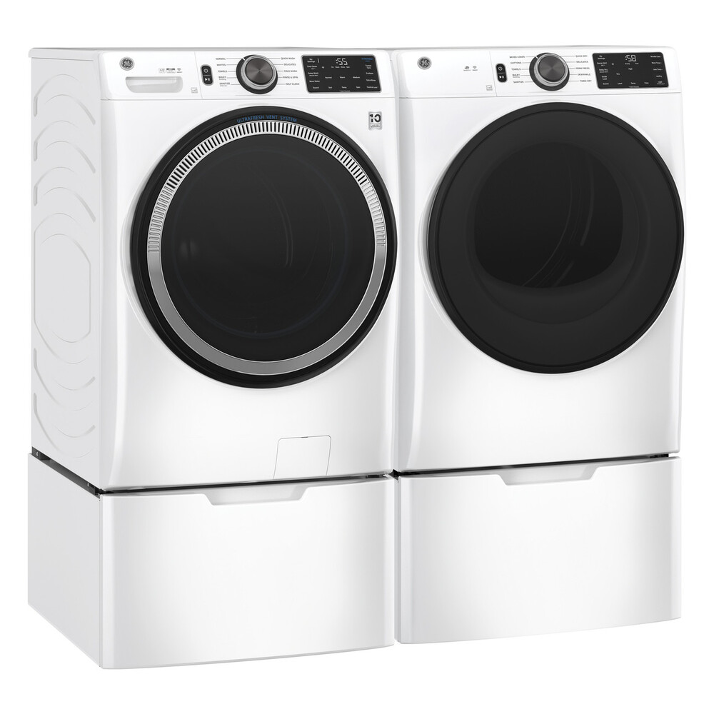 GFV55ESSNWW-Shown-with-Washer-on-Pedestal