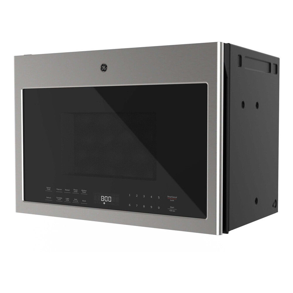 GE GVMB14S4WSS 24" Over-the-Range Microwave Oven with 1.4 cu. ft. Capacity, Sensor Cook, LED Interior Lighting, Auto-On Venting, Charcoal Filter, 300 CFM in Stainless Steel