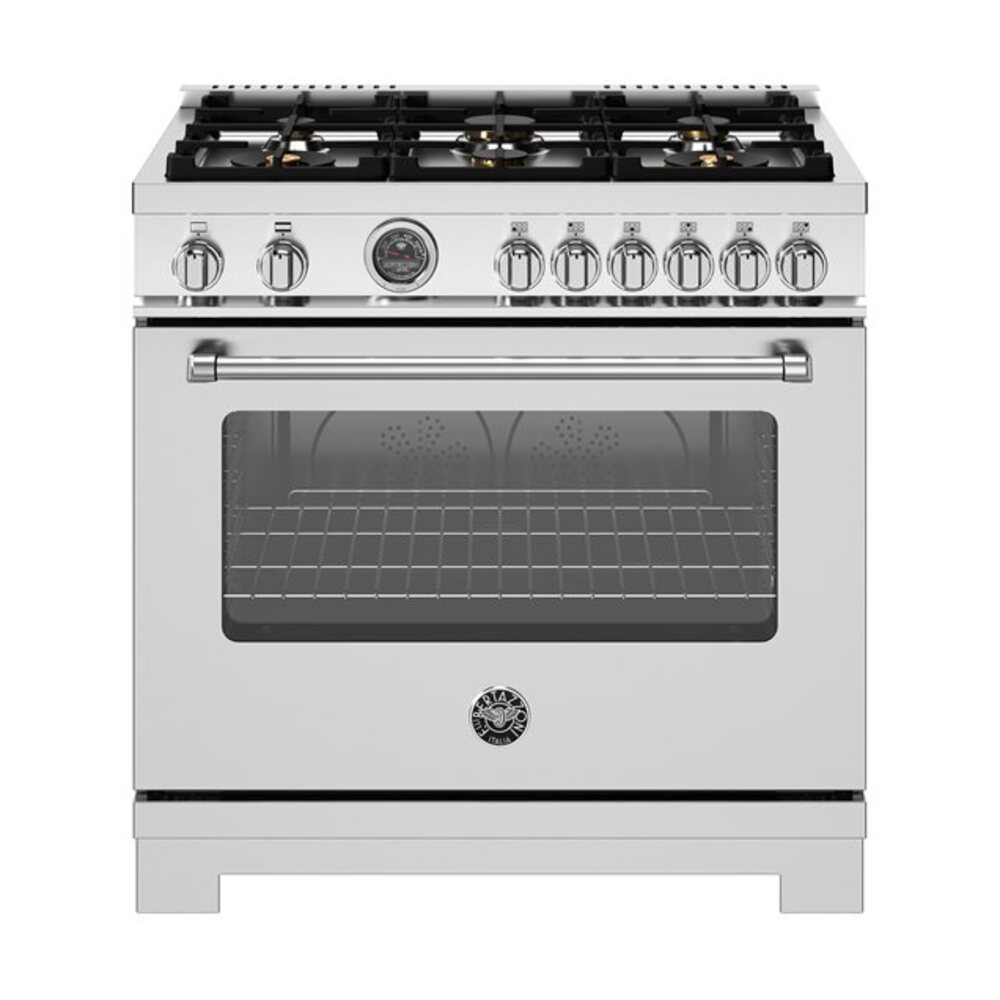 Bertazzoni-MAS366BCFGMXT-36 inch All Gas Range, 6 Brass Burners and Cast Iron Griddle