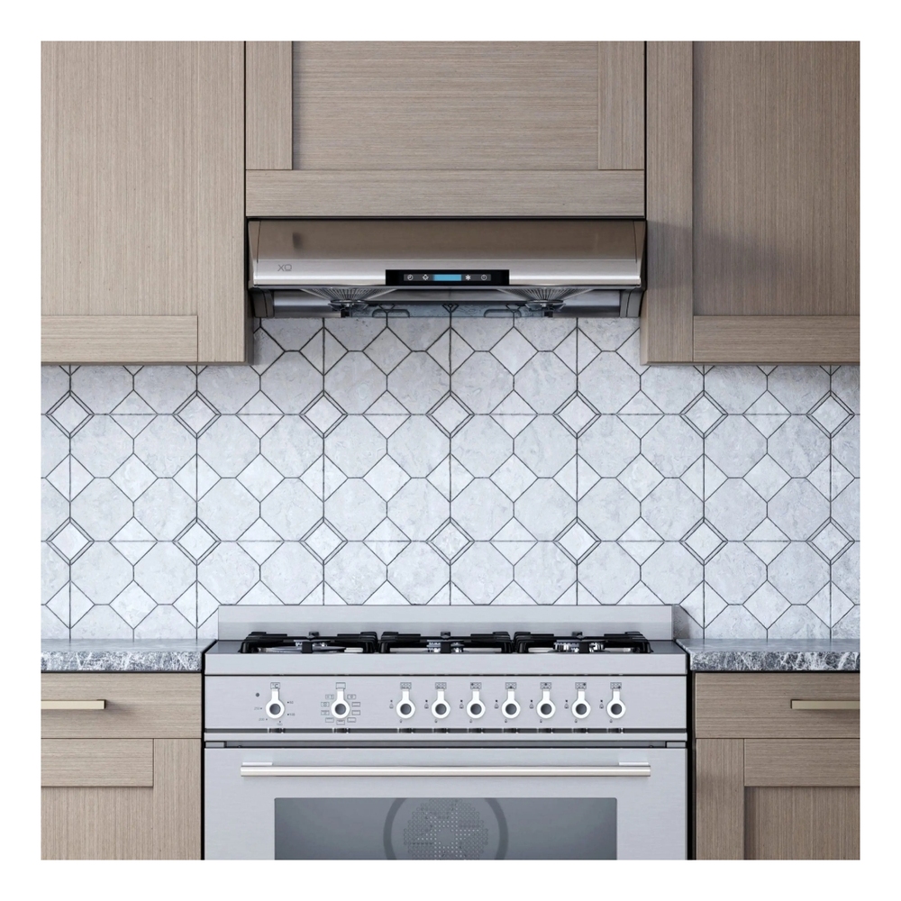 XO XOA36 36 inch Under Cabinet Range Hood with 550 CFM, 6 Speed Control, Filterless Design, Digital Timer Control, High Efficiency Halogen Lights