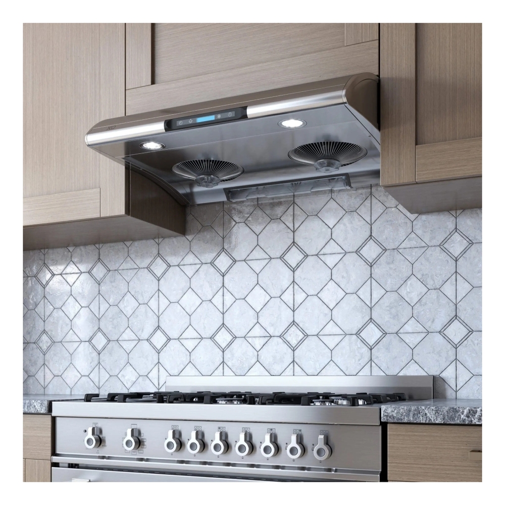 XO XOA36 36 inch Under Cabinet Range Hood with 550 CFM, 6 Speed Control, Filterless Design, Digital Timer Control, High Efficiency Halogen Lights