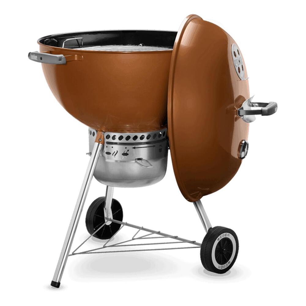 Weber 1440001 Original Kettle Premium Freestanding 27 inch Charcoal Grill with 363 sq in Cooking Area, Superior Heat Retention, Hinged Cooking Grate, One-Touch Cleaning System, Lid Thermometer