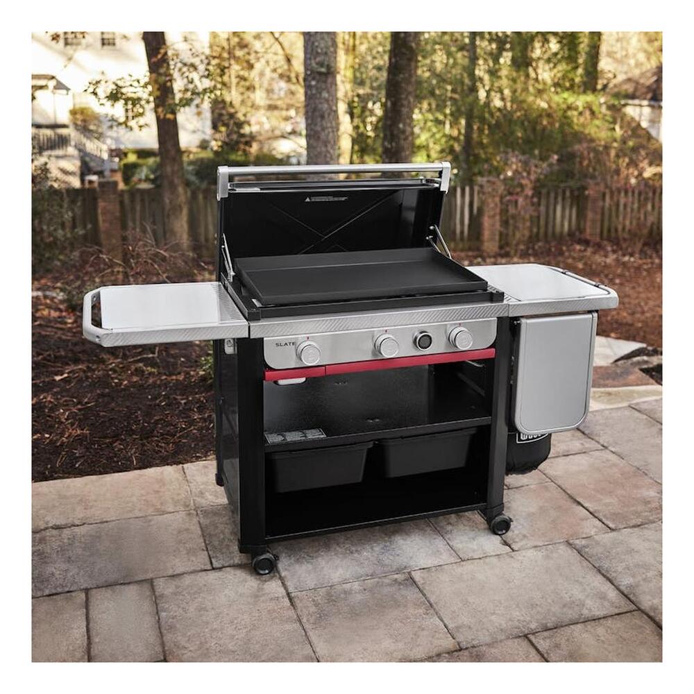 Weber 1500 Slate Freestanding 71 inch Rust-Resistant Griddle with Extendable Side Table, 540 sq. in. Cooking Area, 36000 Total BTU, Even, Digital Temperature Display, Cook Evenly on Every Inch , Sear to Perfection , in Black