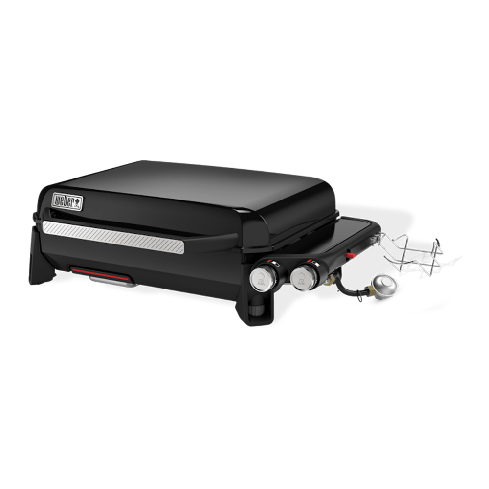 Weber 1500532 Slate 37 inch Tabletop Griddle Gas Grill with 352 sq. in. Cooking Area, 16000 Total BTU, High-Heat Searing, Rust-Resistant, Precision Control Knob, in Black