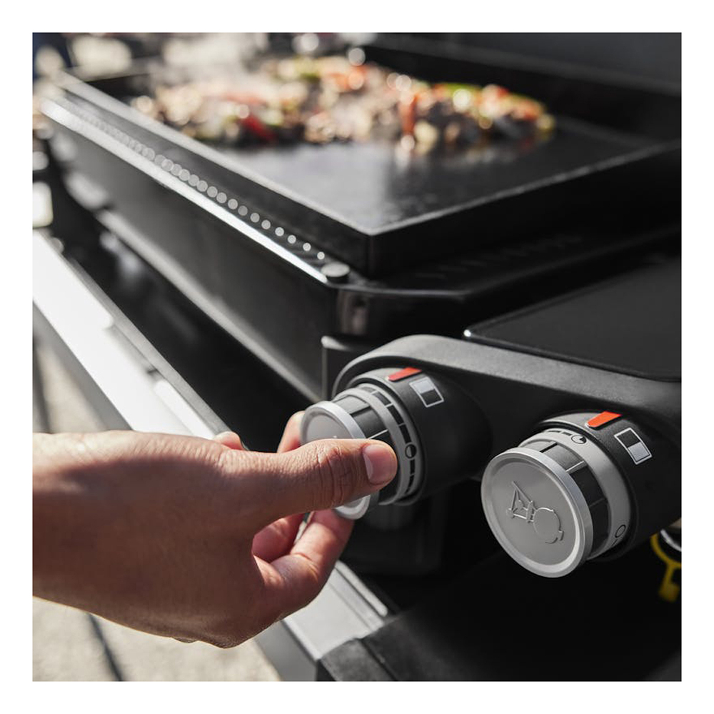 Weber 1500532 Slate 37 inch Tabletop Griddle Gas Grill with 352 sq. in. Cooking Area, 16000 Total BTU, High-Heat Searing, Rust-Resistant, Precision Control Knob, in Black