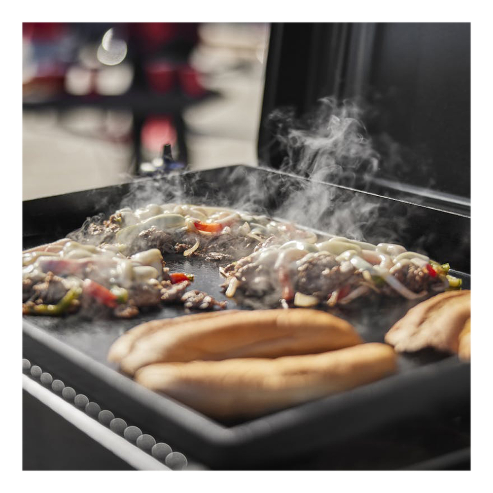 Weber 1500532 Slate 37 inch Tabletop Griddle Gas Grill with 352 sq. in. Cooking Area, 16000 Total BTU, High-Heat Searing, Rust-Resistant, Precision Control Knob, in Black