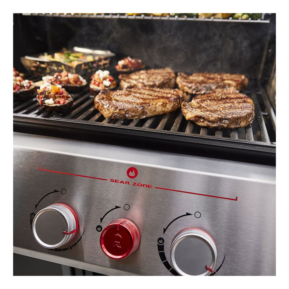 Weber 15005 Genesis E-330 Freestanding 58 inch Grill Center with 641 sq. in. Cooking Area, 52000 Total BTU, Extra-large sear zone, PureBlu burners , Weber Crafted cooking grates and Frame kit