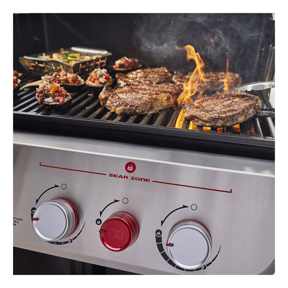 Weber 15005 Genesis E-330 Freestanding 58 inch Grill Center with 641 sq. in. Cooking Area, 52000 Total BTU, Extra-large sear zone, PureBlu burners , Weber Crafted cooking grates and Frame kit